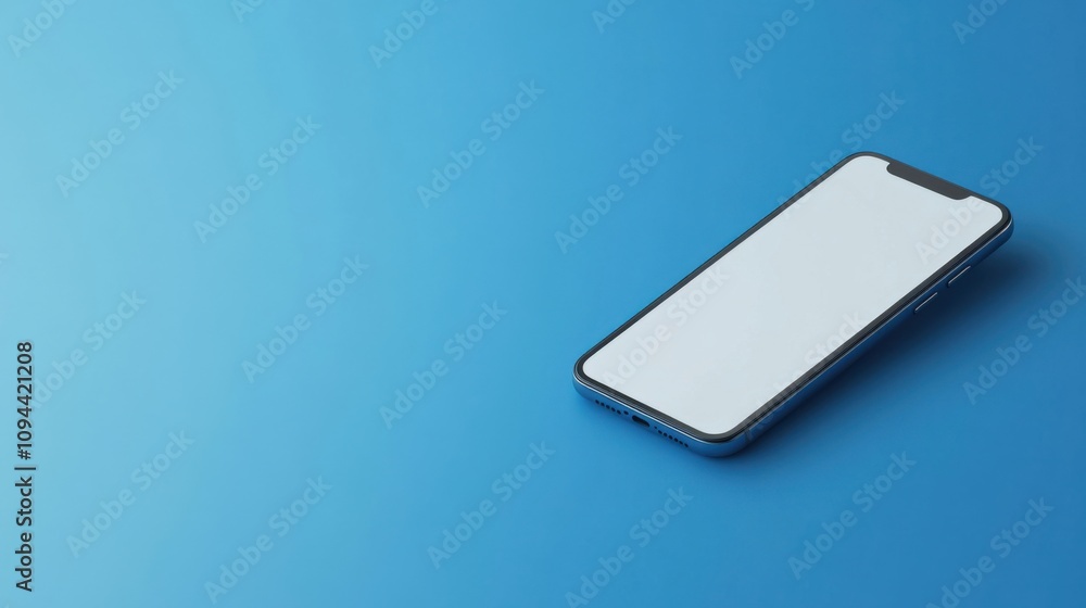 Search bar icon paired with a smartphone displayed on a blue background Search bar icon paired with a smartphone displayed on a blue background