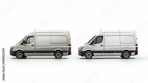 Spotless white delivery van with isolated rear view and short base minibus for cargo transport photo