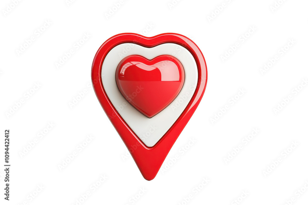 A heart symbol surrounded by a larger heart shape, both in vibrant red and white colors. A heart symbol surrounded by a larger heart shape, both in vibrant red and white colors.