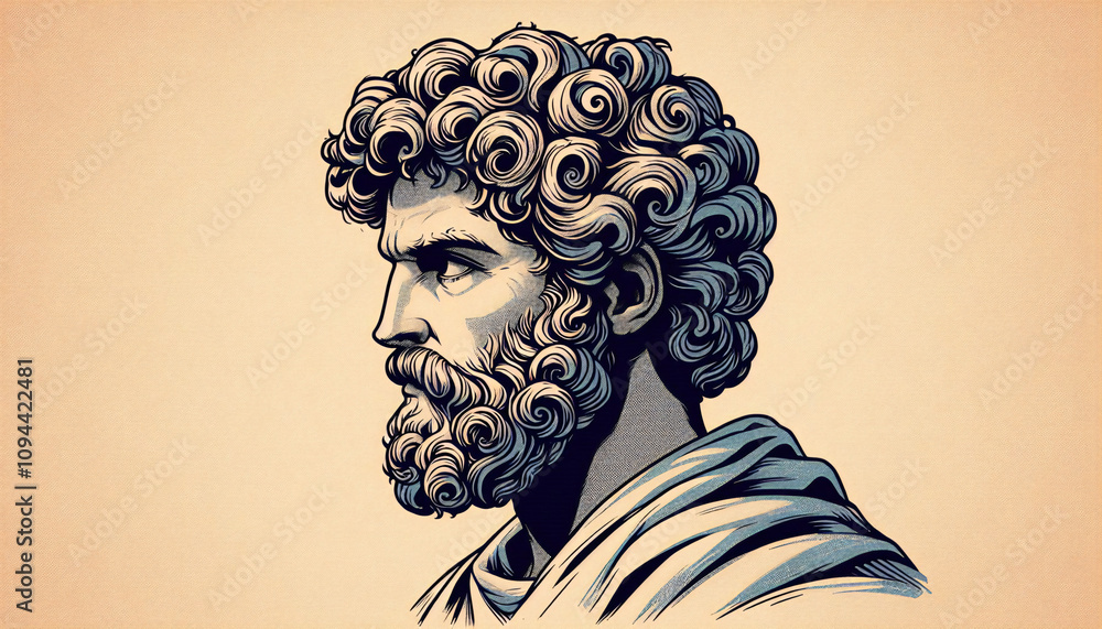 digital illustration. side face of philosopher. digital illustration. side face of philosopher.