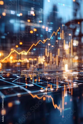 Wallpaper Mural A visualization of energy stocks climbing a financial growth chart Torontodigital.ca