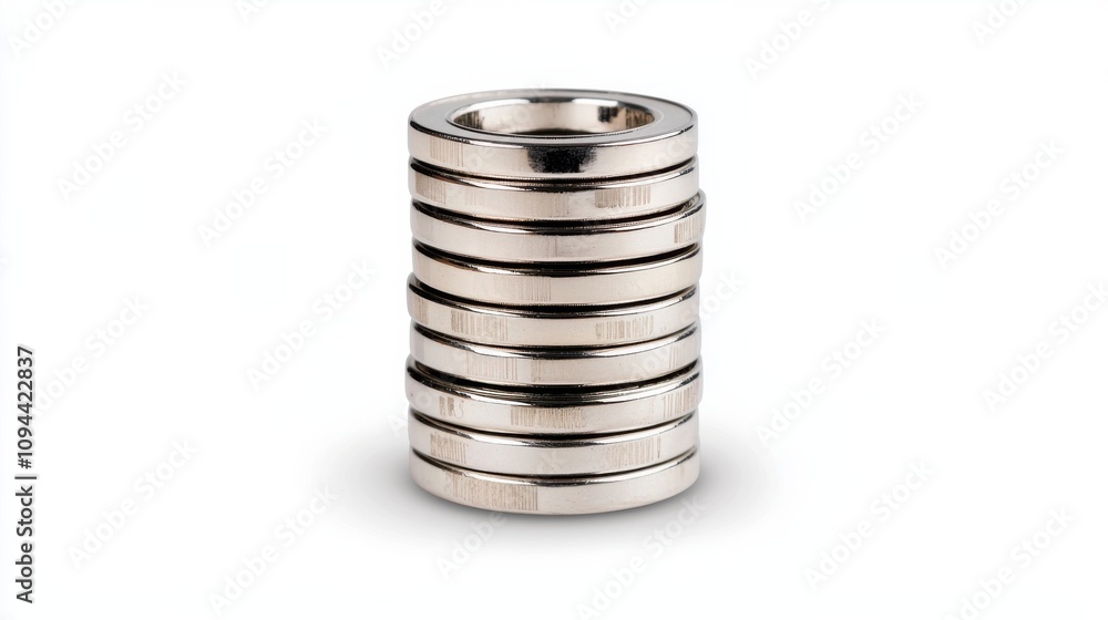 Stacked Metallic Discs Forming Elegant Abstract Geometric Pattern Stacked Metallic Discs Forming Elegant Abstract Geometric Pattern
