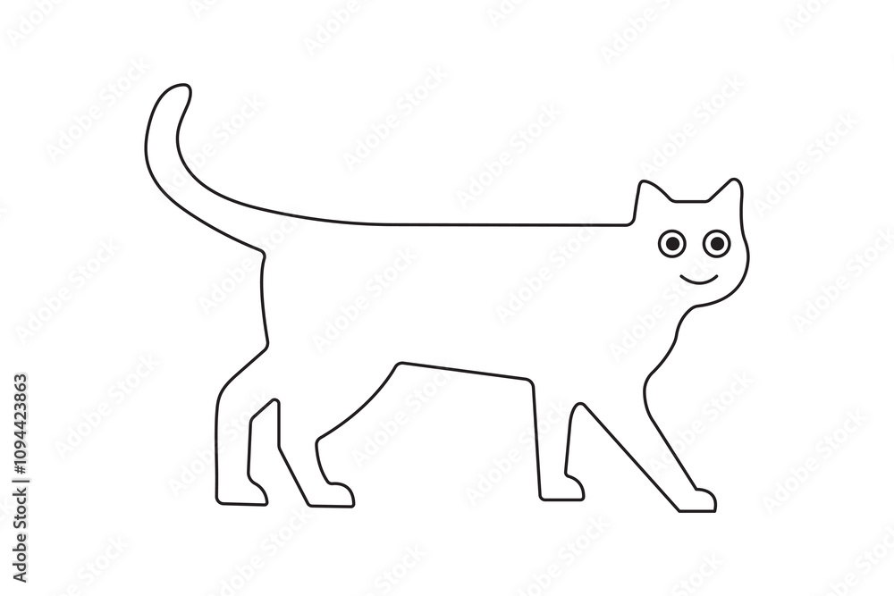 Fototapeta premium Continuous one line cat pet drawing out line vector illustration design