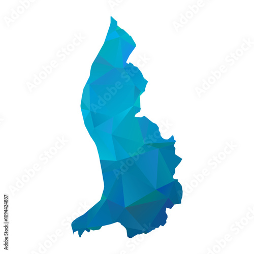 Map of Liechtenstein - Blue Geometric Rumpled Triangular , Polygonal Design For Your. Vector illustration eps 10.