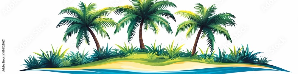 Fototapeta premium Tropical Paradise: 3D Vector Island Escape