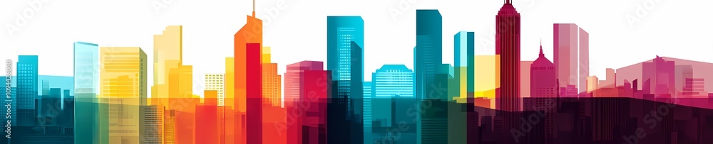 Vibrant Urban Geometry: Minimalist Cityscape Vector Vibrant Urban Geometry: Minimalist Cityscape Vector