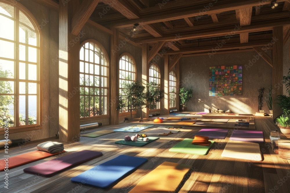 Fototapeta premium empty yoga class studio