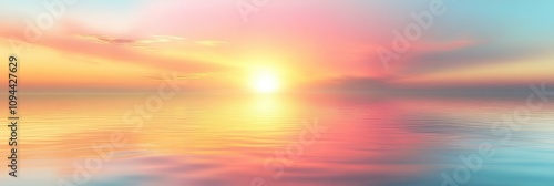 sunset or sunrise blurred background, Gradient pastel winter sky background. Blurred twilight foggy horizon, banner poster design template 