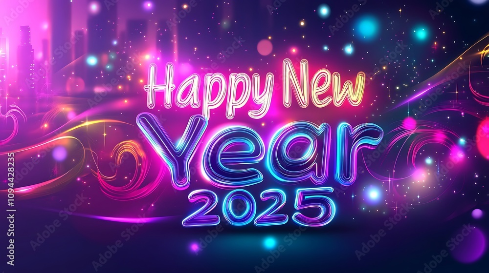 Neon Happy New Year Celebration 2014 Vector Illustration Neon Happy New Year Celebration 2014 Vector Illustration