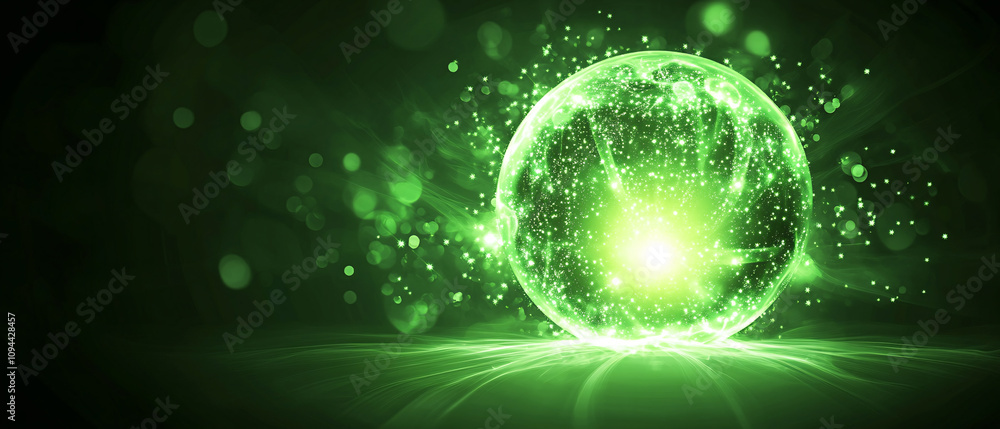 Glowing Green Energy Orb Abstract Background Stock Photo Glowing Green Energy Orb Abstract Background Stock Photo