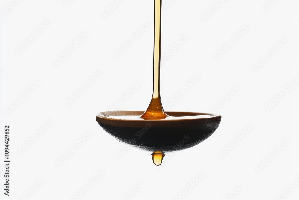 honey dripping from a wooden spoon on white honey dripping from a wooden spoon on white