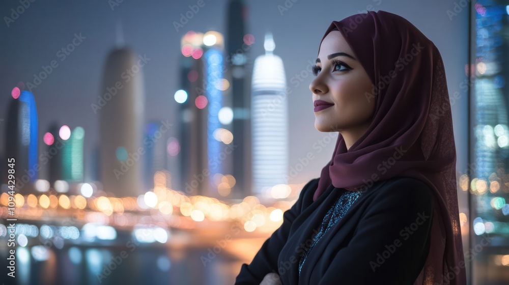 Middle Eastern businesswoman integrating fintech solutions for her startup in Doha, Qatar Middle Eastern businesswoman integrating fintech solutions for her startup in Doha, Qatar