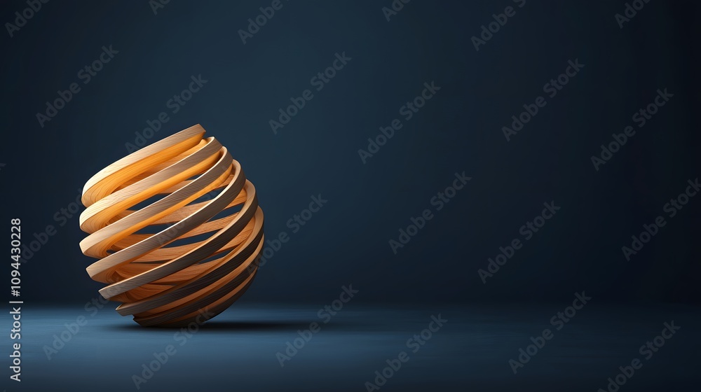 Captivating Swirling Wooden Sculpture Bathed in Warm Light Against a Dark Background. Woodwork, Carpentry, Natural Concept Captivating Swirling Wooden Sculpture Bathed in Warm Light Against a Dark Background. Woodwork, Carpentry, Natural Concept