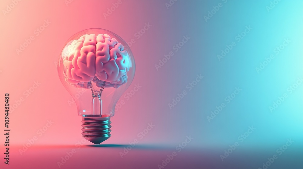 Bulb with brain, thinking concept Bulb with brain, thinking concept