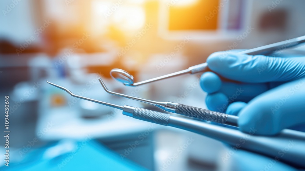 Dental Tools in Bright Clinic with Patient Chair Dental Tools in Bright Clinic with Patient Chair