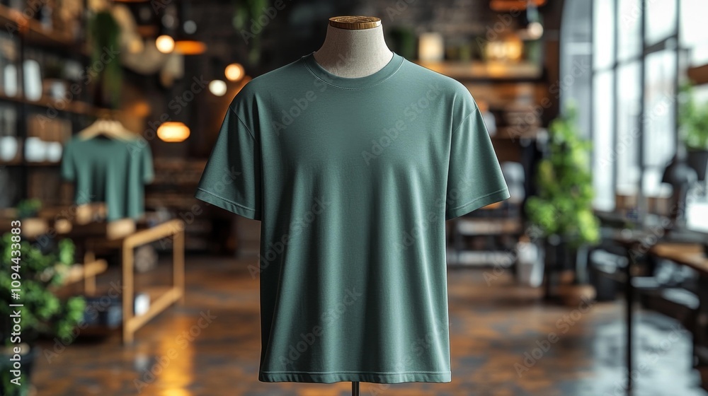Heavyweight Tee 3D Render Mockup Forest Green. Generative AI Heavyweight Tee 3D Render Mockup Forest Green. Generative AI