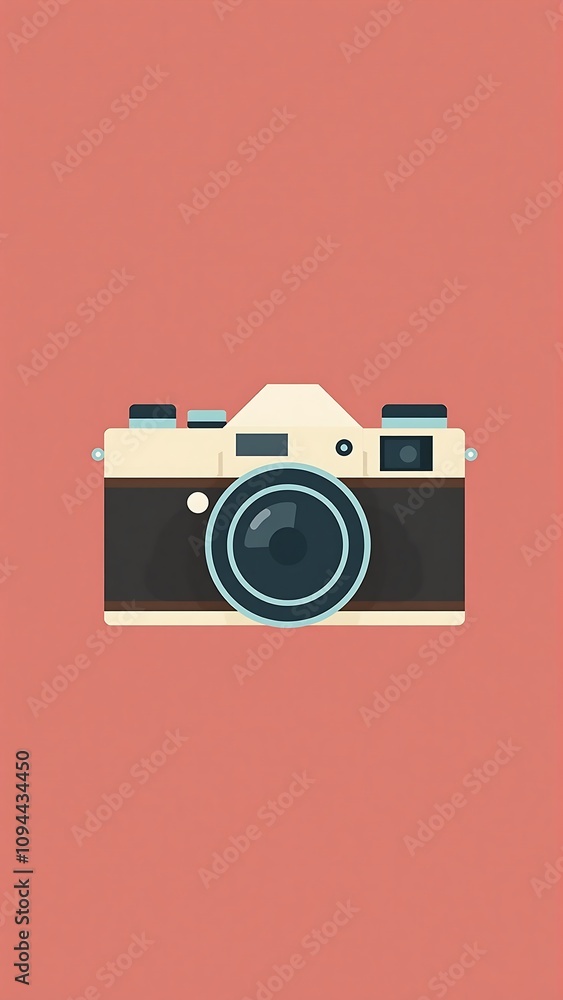 Fototapeta premium Minimalist Retro Camera, SImple and Minimalist Background, Vector Graphic Wallpaper