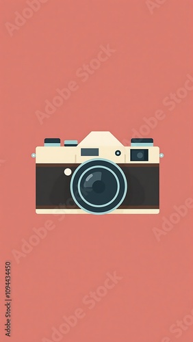 Minimalist Retro Camera, SImple and Minimalist Background, Vector Graphic Wallpaper