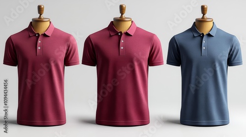 Maroon Polo Shirt Mockup Front Side and Back Views. Generative AI