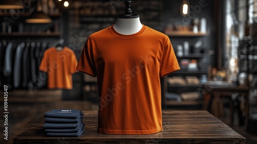 Wallpaper Mural Cinnamon Embroidered Tee Mockup. Generative AI Torontodigital.ca