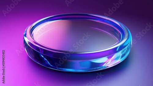 Blue and purple holographic glass icon rendered in 3D style