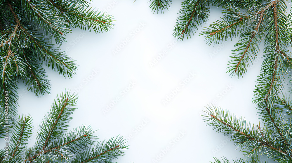 Pine tree branches isolated white background Pine tree branches isolated white background
