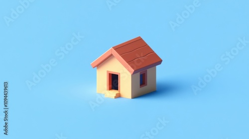 Small house icon displayed on a clear blue background