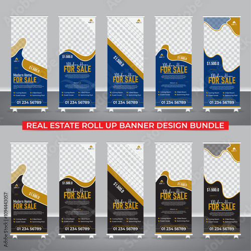 5 set package, Real estate roll up banner bundle set, blue and black color roll up ads banner template, ads banner, rollup ads, bundle set, bundle rollup, x banner bundle, colorful bundle, pullup bund