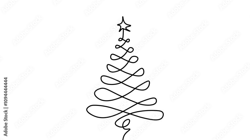 Christmas tree line. Video flat cartoon animation design element. alpha channel transparency Christmas tree line. Video flat cartoon animation design element. alpha channel transparency