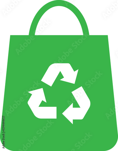 Recycled plastic bag icon . Green recycling plastic bag icon . Eco plastic bag icon vector