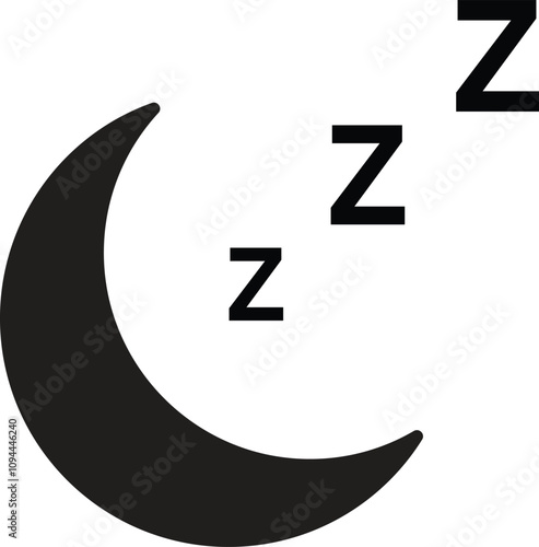 Sleeping moon icon . Sleep zzz sign . Night moon icon . Vector illustration