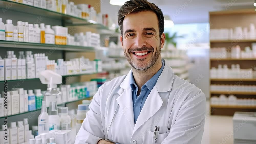 Pharmacy professional assisting customers in a modern health and wellness store Pharmacy professional assisting customers in a modern health and wellness store