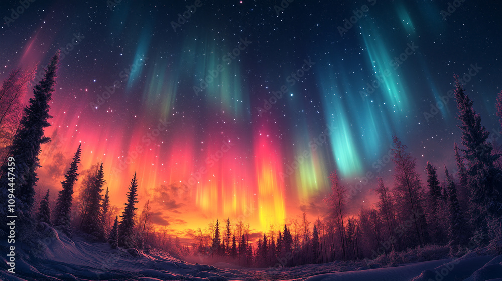 Spectacular Northern Lights Display | Breathtaking Aurora Borealis Over Snow-Covered Pine Forest | Magical Winter Night Landscape Photography in Arctic Circle | Natural Wonder with Pink and Purple Sky Spectacular Northern Lights Display | Breathtaking Aurora Borealis Over Snow-Covered Pine Forest | Magical Winter Night Landscape Photography in Arctic Circle | Natural Wonder with Pink and Purple Sky