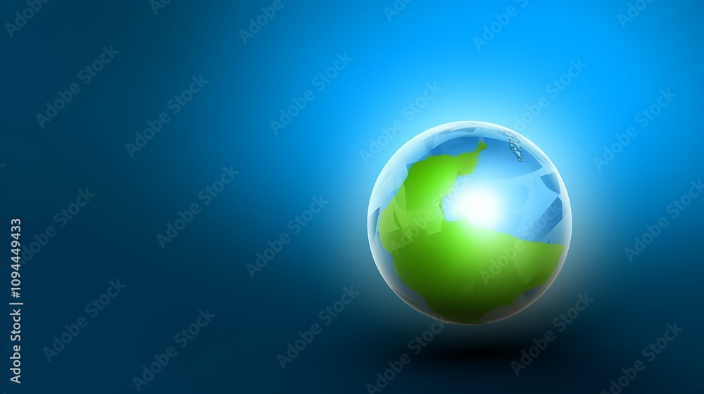 Fototapeta premium Stylized Green And Blue Earth Globe On Blue Background