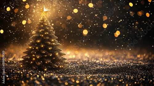 golden christmas tree and lights