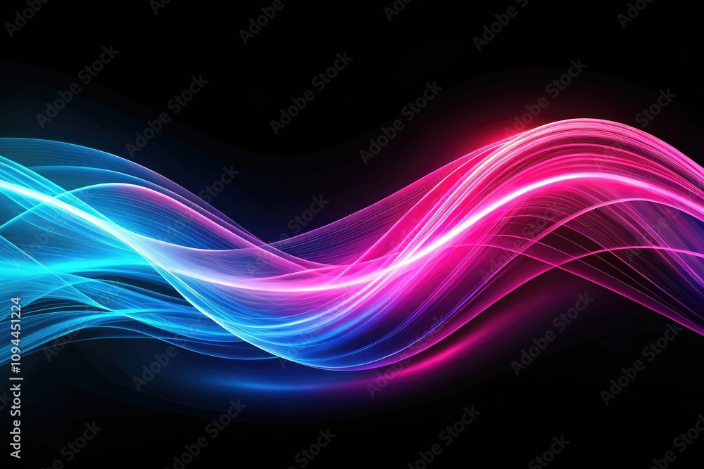 Abstract Wavy Lines of Pink and Blue Light on Black Background, Captivating Colorful Waves for Modern Art, Digital Backgrounds, and Creative Designs Abstract Wavy Lines of Pink and Blue Light on Black Background, Captivating Colorful Waves for Modern Art, Digital Backgrounds, and Creative Designs