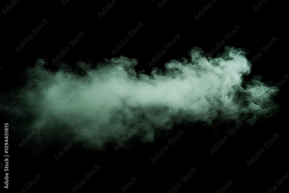 Green smoke steam on black background Green smoke steam on black background