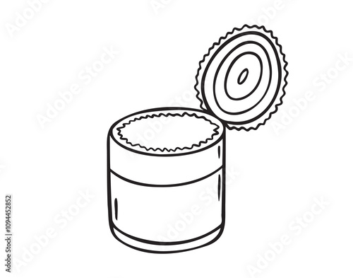 Tin can doodle hand drawn icon. Tin can camp canned food drawing outline clipart