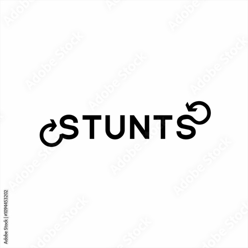 Design the word "Stunts" with a rotating arrow on the letter S.