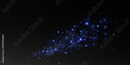Light blue glow effect. Dust, luxurious decoration. Vector illustration. Christmas flash.