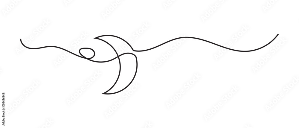 one line art hand drawn moon icon. one line art hand drawn moon icon.