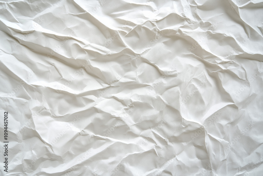 Obraz premium Crumpled white paper texture background with wrinkle 