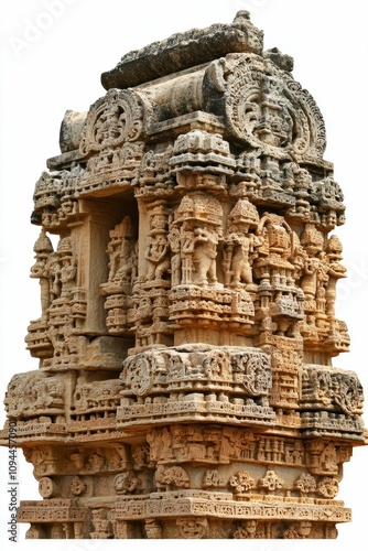 Ornate stone temple detail, intricate carvings.