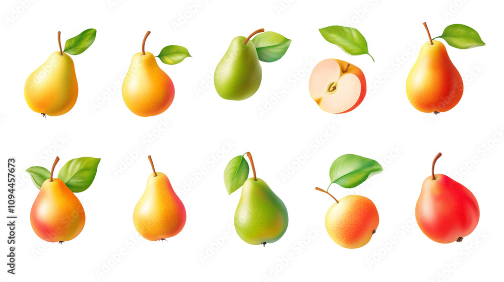 Set of different pears isolated on a white background Set of different pears isolated on a white background