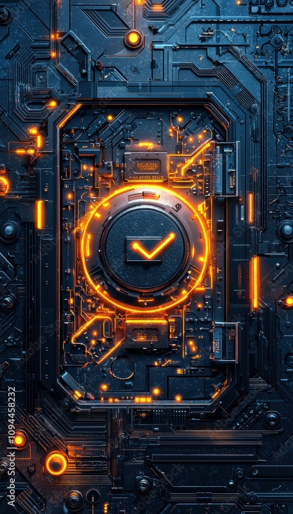 Glowing Digital Vault Symbolizing Secure Privacy Policies for Modern Technology Design Glowing Digital Vault Symbolizing Secure Privacy Policies for Modern Technology Design