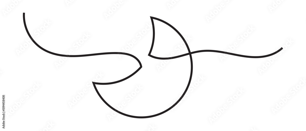 Fototapeta premium one line art hand drawn moon icon.
