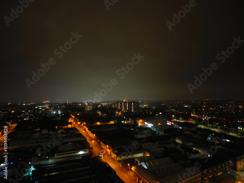 Wallpaper Mural Illuminated Downtown Buildings at Central Birmingham City Centre During Night at Midlands, England, United Kingdom. Torontodigital.ca