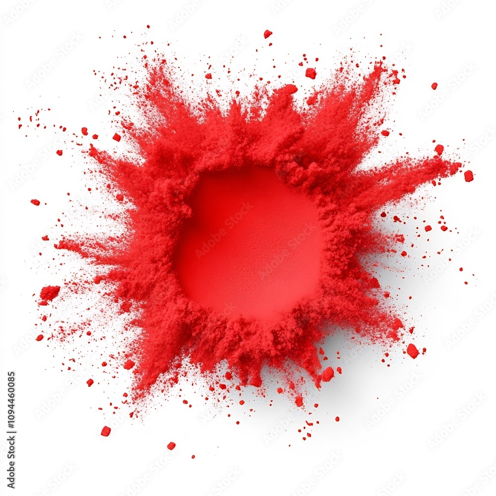 Macro Shot of Vibrant Red Explosion on White Background Macro Shot of Vibrant Red Explosion on White Background