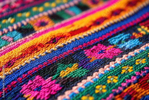 ibrant Traditional Mexican Textile Close-Up