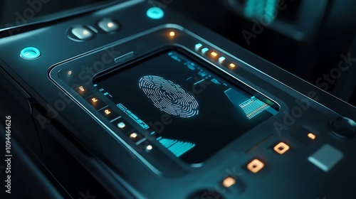 Futuristic Fingerprint Scanner Interface. AI Generated